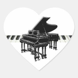 Grand Piano en Keyboard Hart Sticker