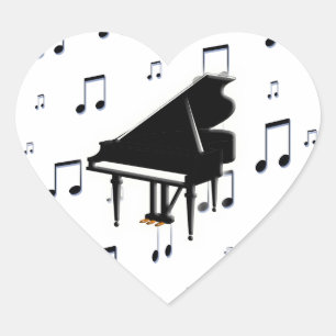 Grand Piano en Muzieknoten Hart Sticker