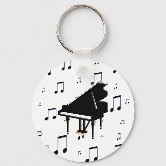 Grand Piano en Muzieknoten Sleutelhanger (Voorkant)