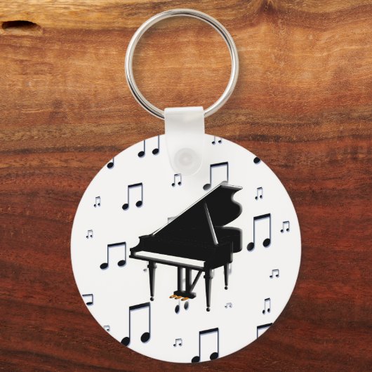 Grand Piano en Muzieknoten Sleutelhanger (Voorkant)