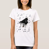 Grand Piano en Muzieknoten T-shirt (Voorkant)
