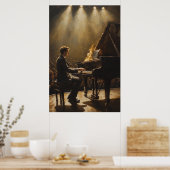 Grand Piano Fiery Performance Poster (Keuken)