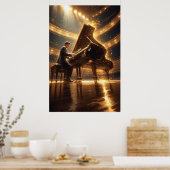 Grand Piano Fiery Performance Poster (Keuken)