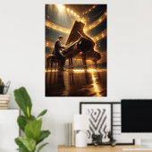 Grand Piano Fiery Performance Poster (Thuiskantoor)