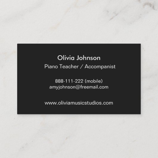 Grand Piano Icon Music Teacher Visitekaartje (Achterkant)