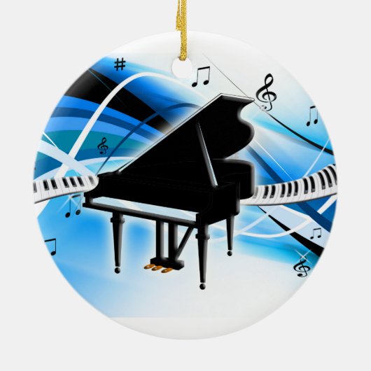 Grand Piano-kerstversiering Keramisch Ornament (Achterkant)