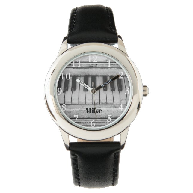 Grand Piano Keys Aangepaste Naam Horloge (Voorkant)