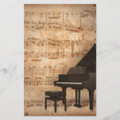 Grand Piano met Muzieknoten Briefpapier (Voorkant)