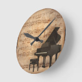 Grand Piano met Muzieknoten Ronde Klok (Hoek)