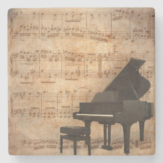 Grand Piano met plattegrond Stenen Onderzetter