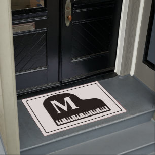 Grand Piano Monogram Pianist Black en White Deurmat
