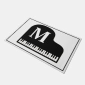 Grand Piano Monogram Pianist Black en White Deurmat (Schuin)