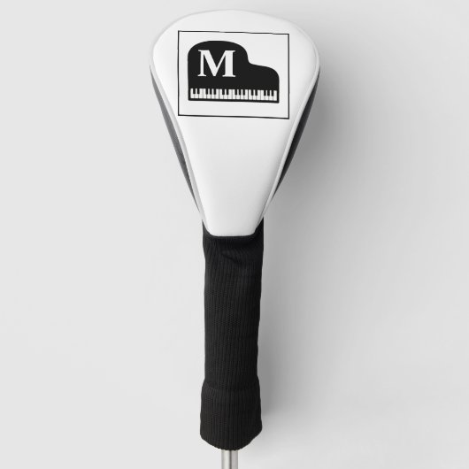 Grand Piano Monogram Pianist Black en White Golfheadcover (Voorkant)