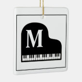 Grand Piano Monogram Pianist Black en White Keramisch Ornament (Rechts)