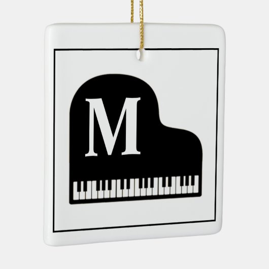 Grand Piano Monogram Pianist Black en White Keramisch Ornament (Rechts)