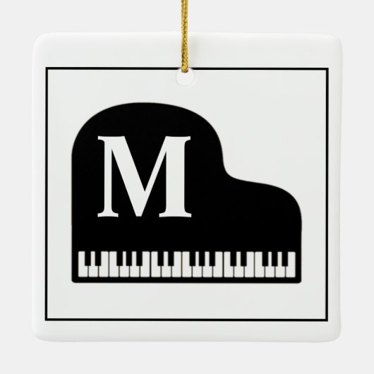 Grand Piano Monogram Pianist Black en White Keramisch Ornament (Achterkant)