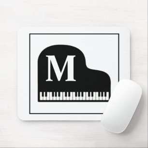 Grand Piano Monogram Pianist Black en White Muismat