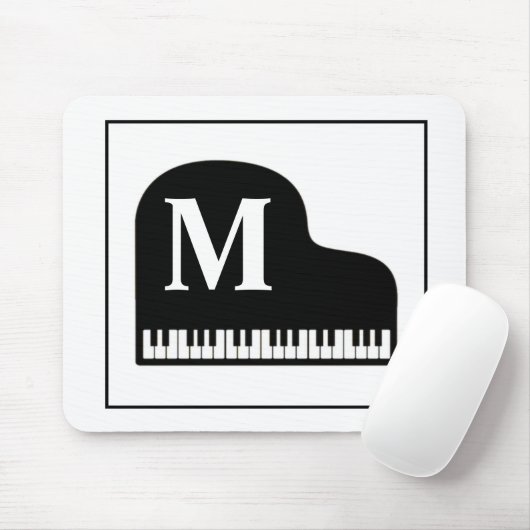 Grand Piano Monogram Pianist Black en White Muismat (Met muis)
