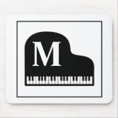 Grand Piano Monogram Pianist Black en White Muismat (Voorkant)
