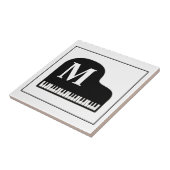 Grand Piano Monogram Pianist Black en White Tegeltje (Zijkant)