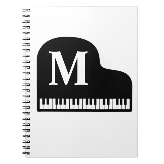 Grand Piano Monogram Pianist personaliseren Notitieboek (Voorkant)