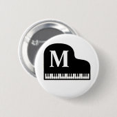 Grand Piano Monogram Pianist personaliseren Ronde Button 5,7 Cm (Voorkant /achterkant)