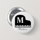 Grand Piano Monogram Pianist personaliseren Ronde Button 5,7 Cm (Voorkant /achterkant)