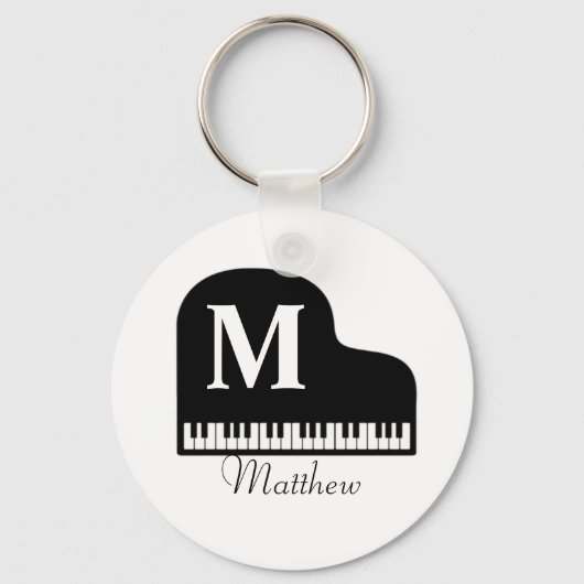 Grand Piano Monogram Pianist personaliseren Sleutelhanger (Voorkant)