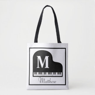 Grand Piano Monogram Pianist personaliseren Tote Bag