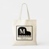 Grand Piano Monogram Pianist personaliseren Tote Bag (Achterkant)