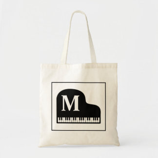 Grand Piano Monogram Pianist personaliseren Tote Bag