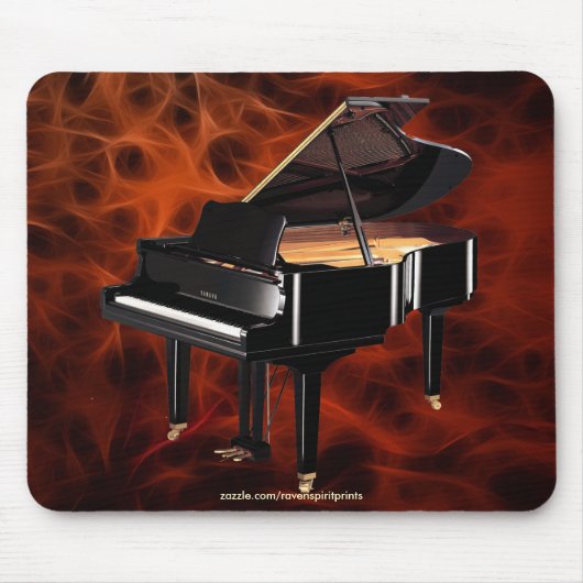 Grand Piano Music-lover's Red Fractal Design Muismat (Voorkant)