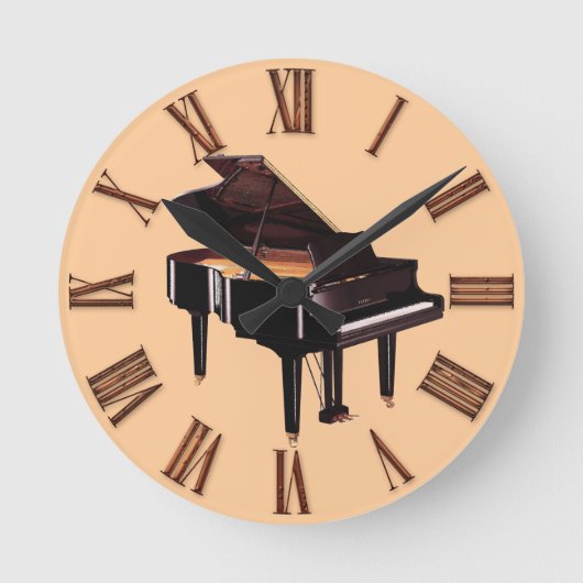 Grand Piano Music Lover's Wall Clock Ronde Klok (Voorkant)