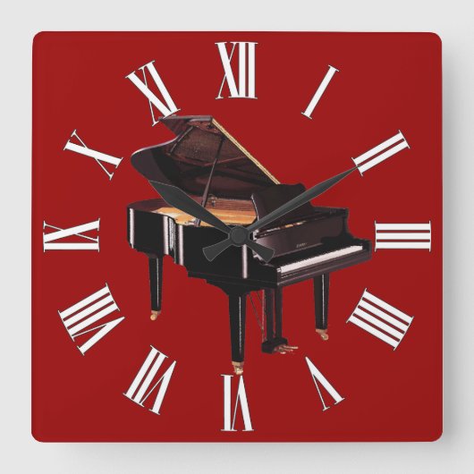 Grand Piano Music Lover's Wall Clock Vierkante Klok (Voorkant)