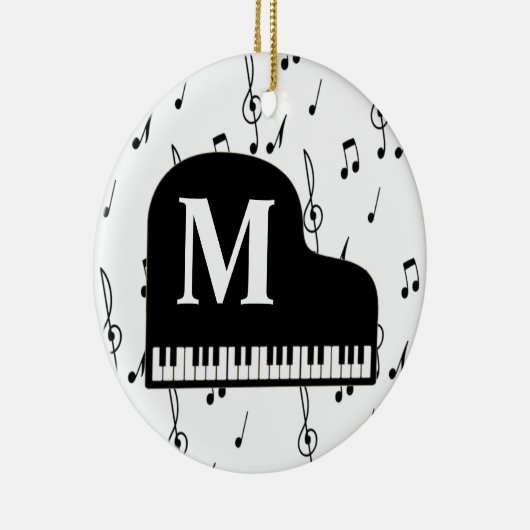 Grand Piano Music Note Monogram Pianist Keramisch Ornament (Rechts)
