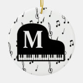 Grand Piano Music Note Monogram Pianist Keramisch Ornament (Voorkant)