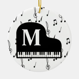Grand Piano Music Note Monogram Pianist Keramisch Ornament
