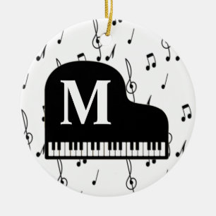 Grand Piano Music Note Monogram Pianist Keramisch Ornament