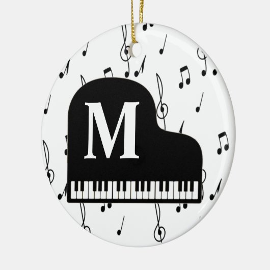 Grand Piano Music Note Monogram Pianist Keramisch Ornament (Links)