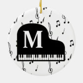 Grand Piano Music Note Monogram Pianist Keramisch Ornament (Achterkant)