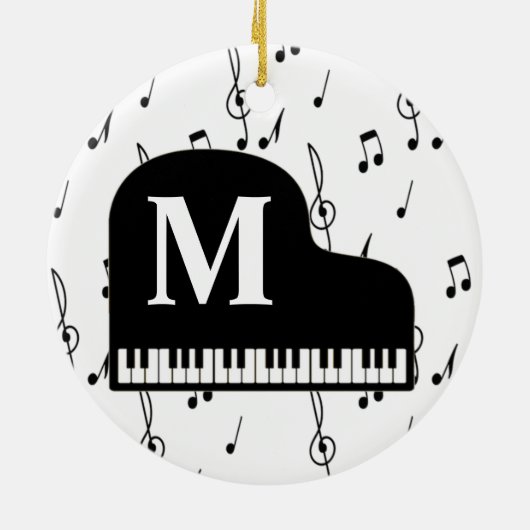 Grand Piano Music Note Monogram Pianist Keramisch Ornament (Achterkant)