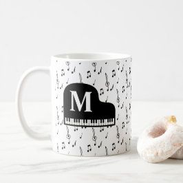 Grand Piano Music Note Monogram Pianist Koffiemok
