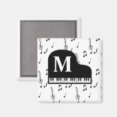 Grand Piano Music Note Monogram Pianist Magneet (Voorkant / Achterkant)