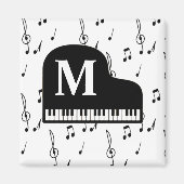 Grand Piano Music Note Monogram Pianist Magneet (Voorkant)