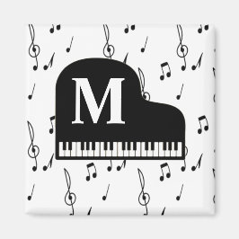 Grand Piano Music Note Monogram Pianist Magneet