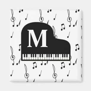 Grand Piano Music Note Monogram Pianist Magneet