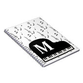 Grand Piano Music Note Monogram Pianist Notitieboek (Rechterzijde)