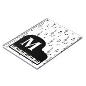 Grand Piano Music Note Monogram Pianist Notitieboek (Linkerzijde)