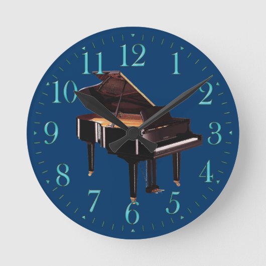 Grand Piano Music-themed Wall Clock Ronde Klok (Voorkant)