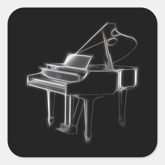 Grand Piano Musical Classical Instrument Vierkante Sticker (Voorkant)